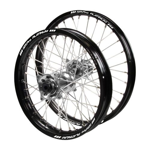 Gas Gas Haan Silver Hubs / SM Pro Platinum Junior Black Rims Wheel Set MC 50 2025 (10*1.60 / 10*1.60)
