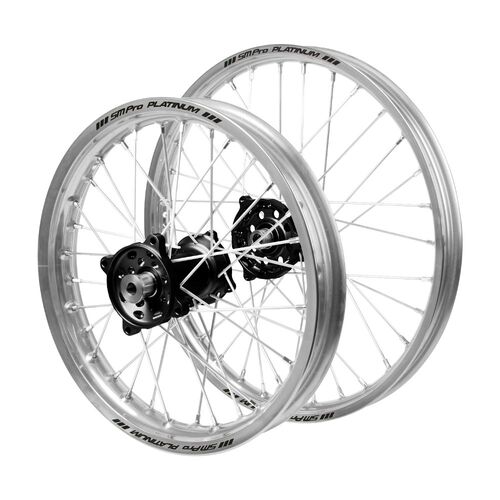 Gas Gas Haan Black Hubs / SM Pro Platinum Junior Silver Rims Wheel Set MC 85 2021-2024 (17*1.40 / 14*1.60)
