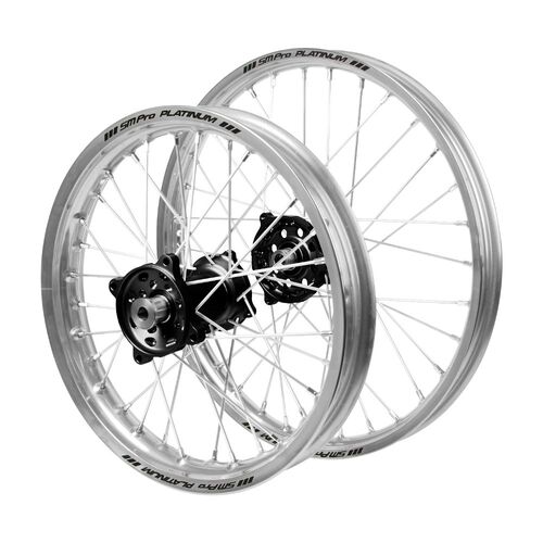 Gas Gas Haan Black Hubs / SM Pro Platinum Junior Silver Rims Wheel Set