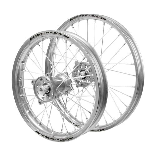 Husqvarna Haan Silver Hubs / SM Pro Platinum Junior Silver Rims Wheel Set TC 85 (17/14) 2014-2020 (17*1.40 / 14*1.60 OE)