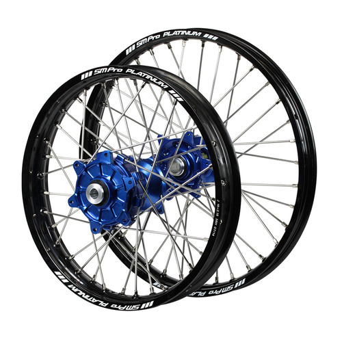 Husqvarna Haan Cush Drive Blue Hubs / SM Pro Platinum Black Rims Wheel Set FC 450 ROCKSTAR EDITION 2018-2021 (21*1.6 / 18*2.15)