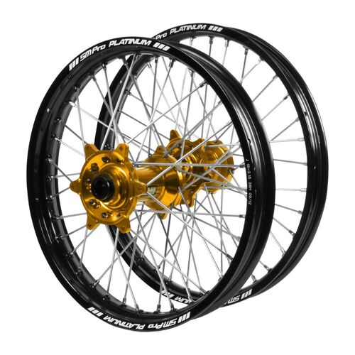 KTM Adventure Haan Gold Hubs / SM Pro Platinum Black Rims Wheel Set 950 ADVENTURE 2003-2006 (19*2.5 / 17*4.25)
