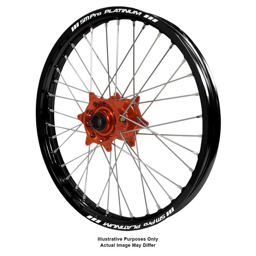 KTM 950-990 Adventure Haan Orange Hubs / SM Pro Platinum Black Rims Front Wheel 950 ADVENTURE 2003-2014 (17*3.5)
