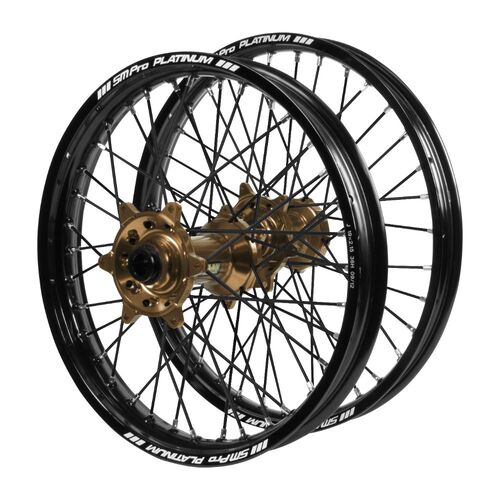 Gas Gas Haan Magnesium Hubs / SM Pro Platinum Black Rims / Black Spokes Wheel Set EC 300 2021-2023 (21*1.6 / 18*2.15 OE)