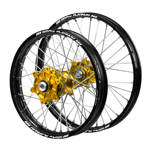 Husqvarna Haan Cush Drive Gold Hubs / SM Pro Platinum Black Rims Wheel Set FC 450 ROCKSTAR EDITION 2018-2021 (21*1.6 / 18*2.15)