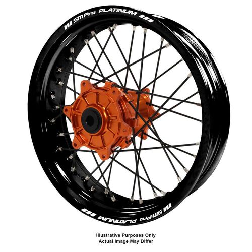 KTM 790-1090-1190-1290 Adventure Haan Orange Hubs / SM Pro Platinum Black Rims / Black Spokes Rear Wheel