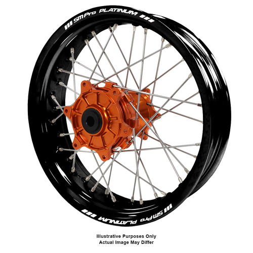 KTM 950-990 Adventure Haan Orange Hubs / SM Pro Platinum Black Rims Rear Wheel 950 ADVENTURE 2003-2014 (18*4.25 OE)