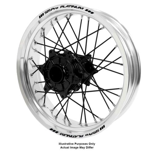 KTM 790-1090-1190-1290 Adventure Haan Black Hubs / SM Pro Platinum Silver Rims / Black Spokes Rear Wheel