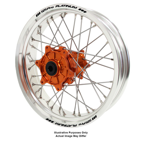 KTM 950-990 Adventure Haan Orange Hubs / SM Pro Platinum Silver Rims Rear Wheel