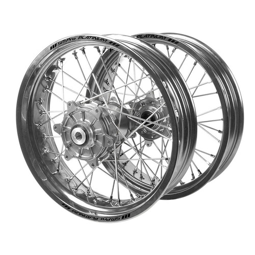 Fantic Haan Cush Drive Silver Hubs / SM Pro Platinum Silver Rims Supermotard Wheel Set