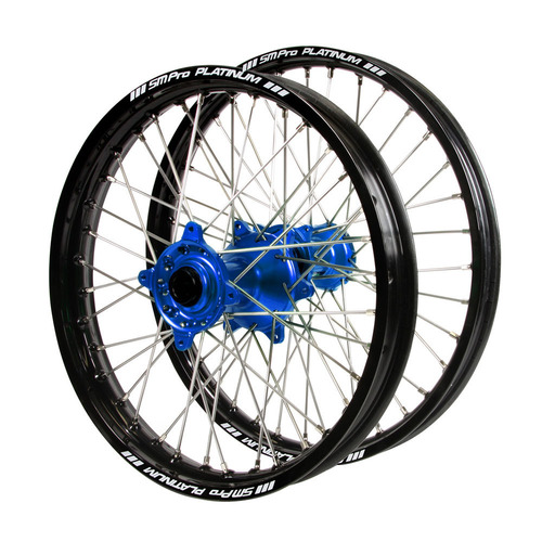 Gas Gas Haan Blue Hubs / SM Pro Platinum Black Rims Wheel Set