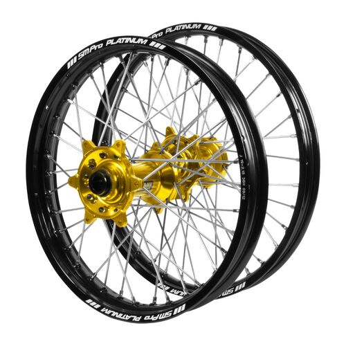 Gas Gas Haan Gold Hubs / SM Pro Platinum Black Rims Wheel Set