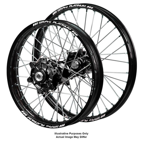 BMW Adventure Haan Black Hubs / SM Pro Platinum Black Rims Wheel Set F 800 GS 2008-2018 (17*3.50 / 17*4.25)