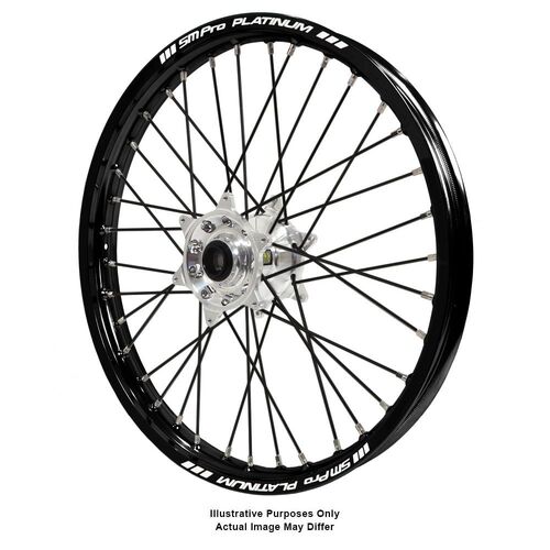 BMW F800 Adventure Haan Silver Hubs / SM Pro Platinum Black Rims / Black Spokes Front Wheel F 800 GS 2006-2024 (17*3.50)