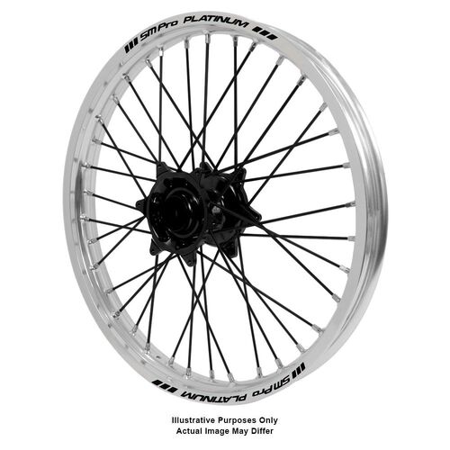 BMW F800 Adventure Haan Black Hubs / SM Pro Platinum Silver Rims / Black Spokes Front Wheel