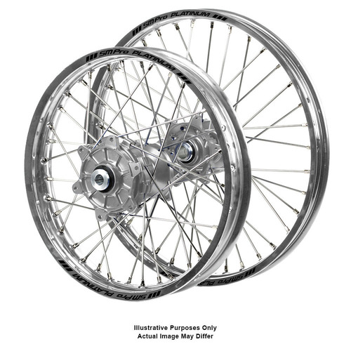 BMW Adventure Haan Silver Hubs / SM Pro Platinum Silver Rims Wheel Set F 800 GS 2008-2018 (17*3.50 / 17*4.25)