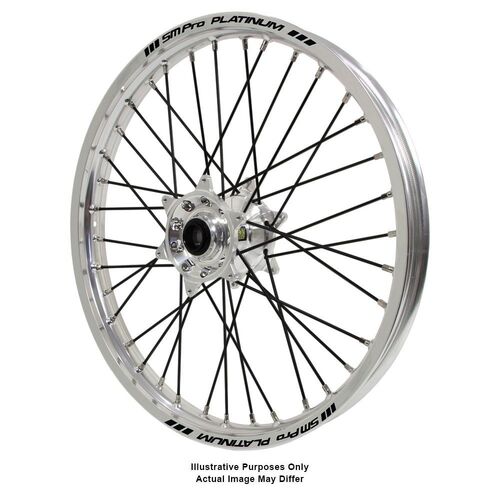 BMW F800 Adventure Haan Silver Hubs / SM Pro Platinum Silver Rims / Black Spokes Front Wheel