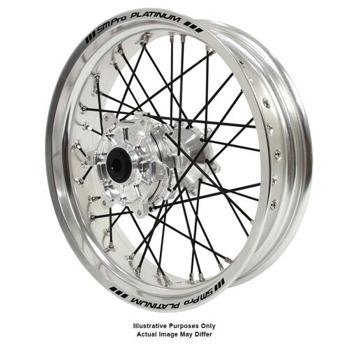 BMW F800 Adventure Haan Silver Hubs / SM Pro Platinum Silver Rims / Black Spokes Rear Wheel F 800 GS 2006-2024 (17*4.25 OE)