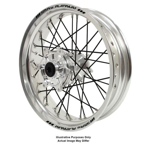 BMW F800 Adventure Haan Silver Hubs / SM Pro Platinum Silver Rims / Black Spokes Rear Wheel