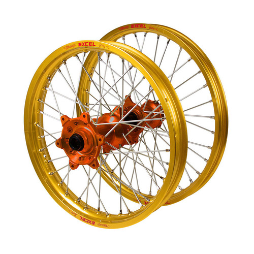 Gas Gas Haan Orange Hubs / Excel Gold Rims Wheel Set