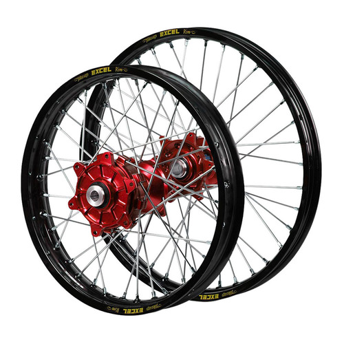 Husqvarna Haan Cush Drive Red Hubs / Excel Black Rims Wheel Set FC 450 ROCKSTAR EDITION 2018-2021 (21*1.6 / 18*2.15)