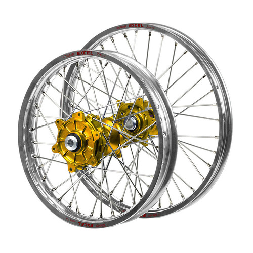 Husqvarna Haan Cush Drive Gold Hubs / Excel Silver Rims Wheel Set FC 450 ROCKSTAR EDITION 2018-2021 (21*1.6 / 18*2.15)
