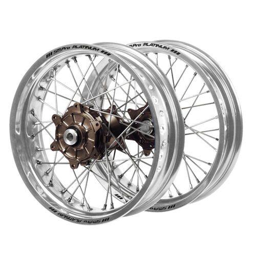 Husqvarna Haan Cush Drive Magnesium Hubs / SM Pro Platinum Silver Rims Supermotard Wheel Set FC 450 ROCKSTAR EDITION 2018-2021 (17*3.5 / 17*4.25)