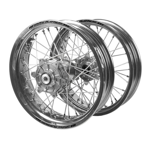Husqvarna Haan Cush Drive Silver Hubs / SM Pro Platinum Silver Rims Supermotard Wheel Set FC 450 ROCKSTAR EDITION 2018-2021 (17*3.5 / 17*4.25)
