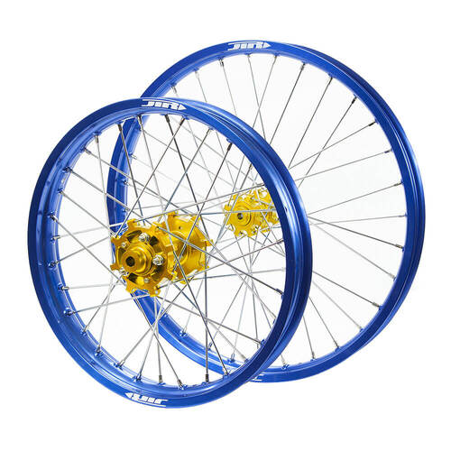 JTR Speedway Gold Hubs / Blue Rims Wheel Set 23 / 19*2.15