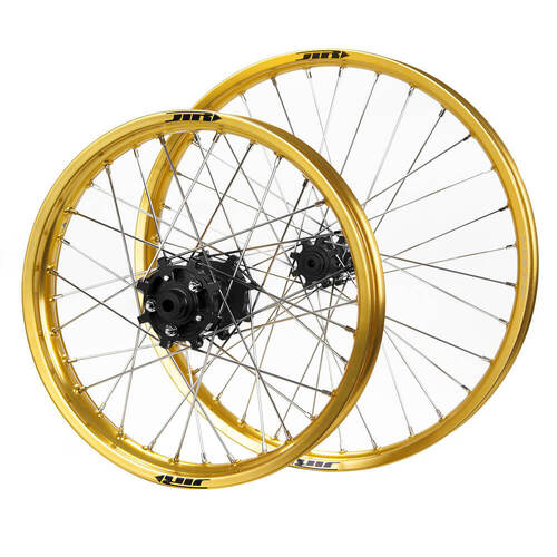 JTR Speedway Black Hubs / Gold Rims Wheel Set 23 / 19*2.15