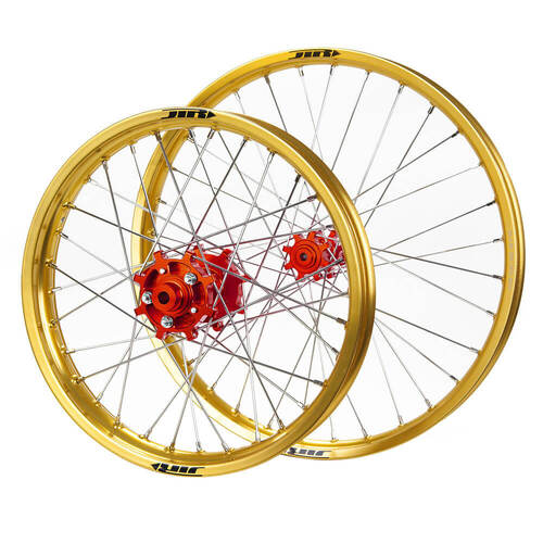 JTR Speedway Red Hubs / Gold Rims Wheel Set 23 / 19*2.15