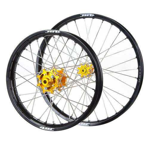 JTR Speedway Gold Hubs / Black Rims Wheel Set 23 / 19*2.15