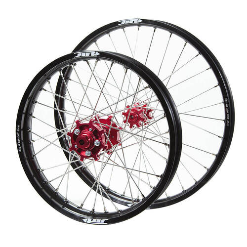 JTR Speedway Red Hubs / Black Rims Wheel Set 23 / 19*2.15