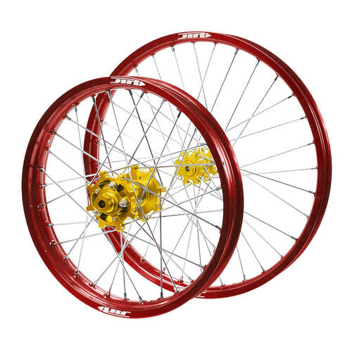 JTR Speedway Gold Hubs / Red Rims Wheel Set 23 / 19*2.15