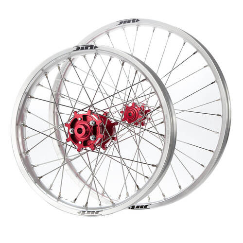 JTR Speedway Red Hubs / Silver Rims Wheel Set 23 / 19*2.15