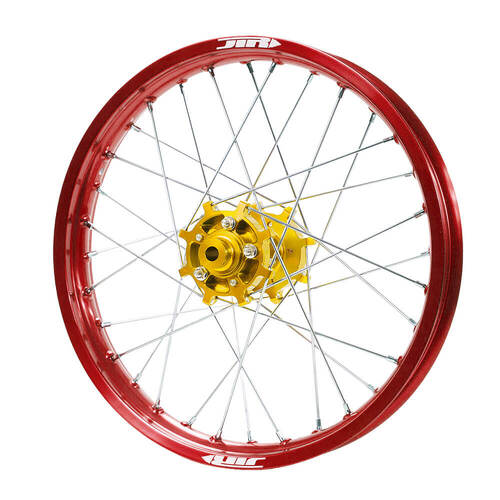 JTR Speedway Gold Hubs / Red Rims Rear Wheel 19*2.15