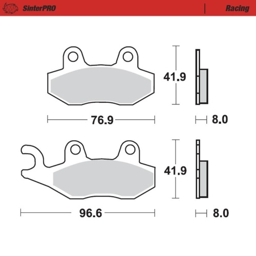 Moto-Master Yamaha WR 200 1991 SinterPro Racing Left Front Brake Pads