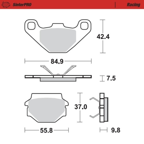 Moto-Master TM MX 125 1990-1992 SinterPro Racing Rear Brake Pads