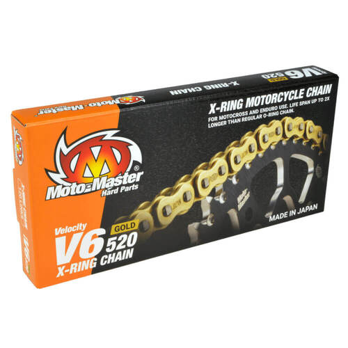 Moto-Master V6 520 120 Link Gold X-Ring Race Chain