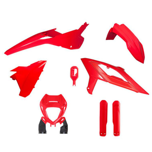 Rtech Beta RR 125 2023-2024 Red Plastic Kit (With Front Headlight Plastic & Factory Wrap Fork Protectors)
