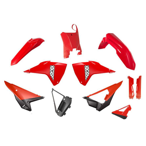 Rtech Honda CRF 250 R 2025 Red/Black Plastic Kit (Revolution Kit with Fork Protectors)