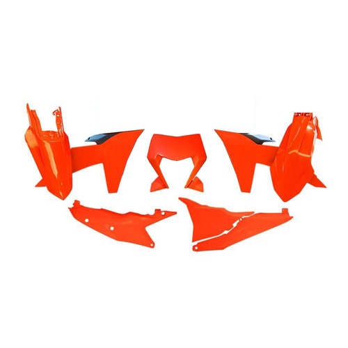Rtech Neon Orange/Black Plastic Kit (6 Piece Kit with Headlight Surround) (R-KITKTM-AN0-624)