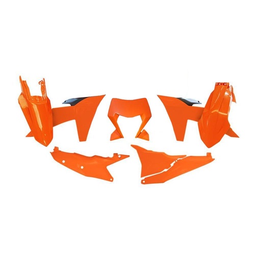Rtech Orange/Black Plastic Kit (6 Piece Kit with Headlight Surround) (R-KITKTM-AR0-624)