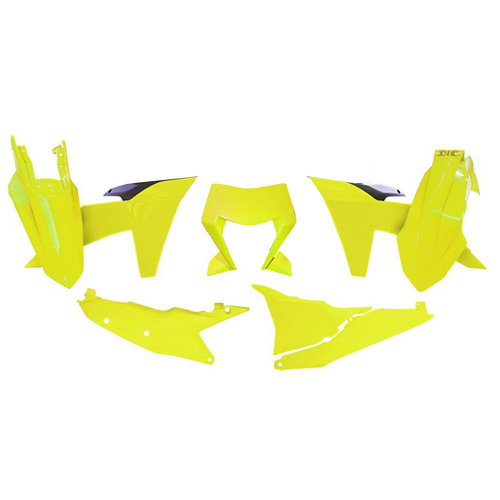 Rtech KTM 250 EXC-F 2024 Neon Yellow/Black Plastic Kit (6 Piece Kit)