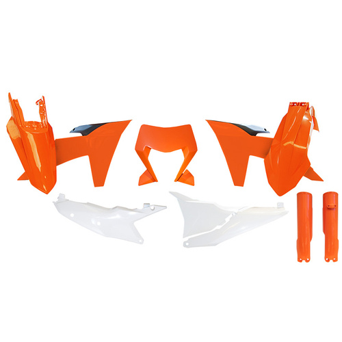 Rtech KTM 150 EXC 2024 Orange/Black/White Plastic Kit (7 Piece Kit)