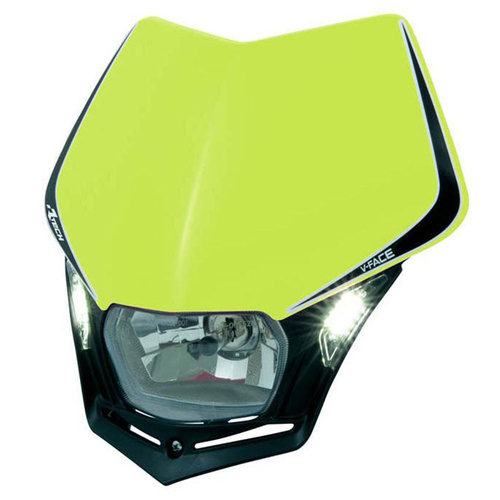 Rtech Neon Yellow/Black V-Face Headlight with LED