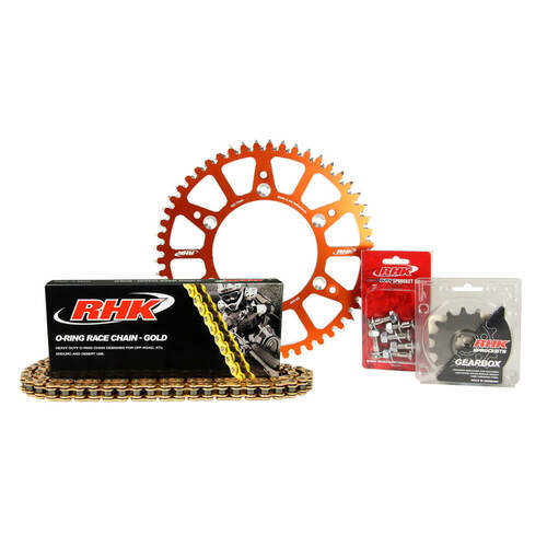 RHK KTM Gold O-Ring Chain & Orange Alloy Sprocket Kit