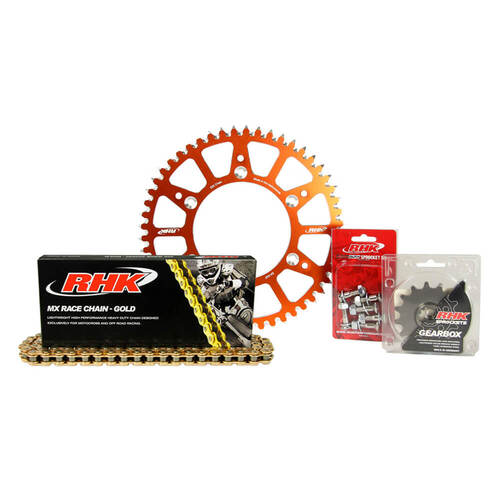 RHK KTM Gold MX Chain & Orange Alloy Sprocket Kit