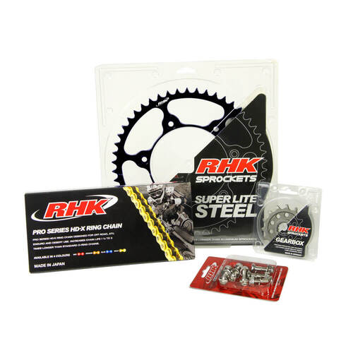 RHK KTM Gold HD-X Ring Chain & Black Super Lite Steel Sprocket Kit