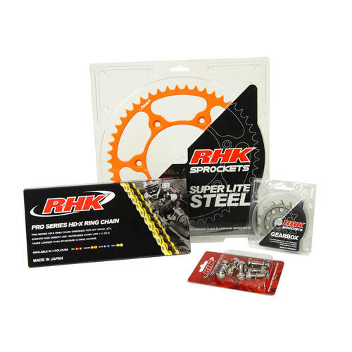 RHK KTM Gold HD-X Ring Chain & Orange Super Lite Steel Sprocket Kit